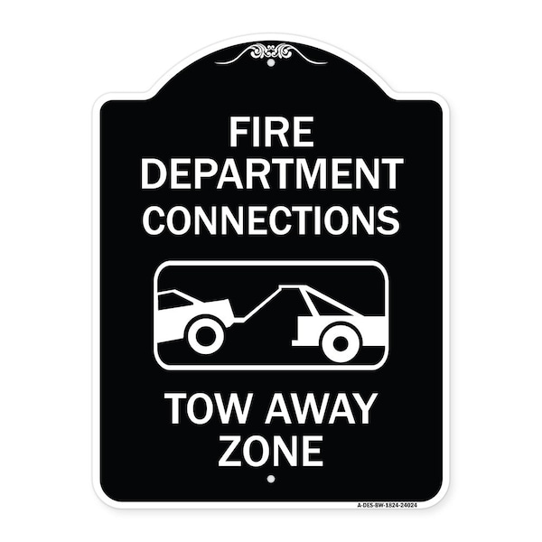 Signmission Fire Department Connection Tow Away Zone W/ Graphic Heavy-Gauge Alum Sign, 24" x 18", BW-1824-24024 A-DES-BW-1824-24024 - main